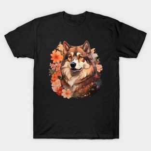 Akita Dog Floral T-Shirt